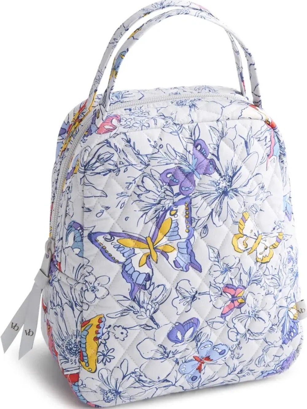 Vera Bradley Lunch Box Bunch Bag in White with Purple & Yellow Butterfly